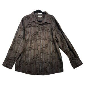 Eighty Eight Mens  Button-Up Shirt Size XXXL Brown Blue Patterned